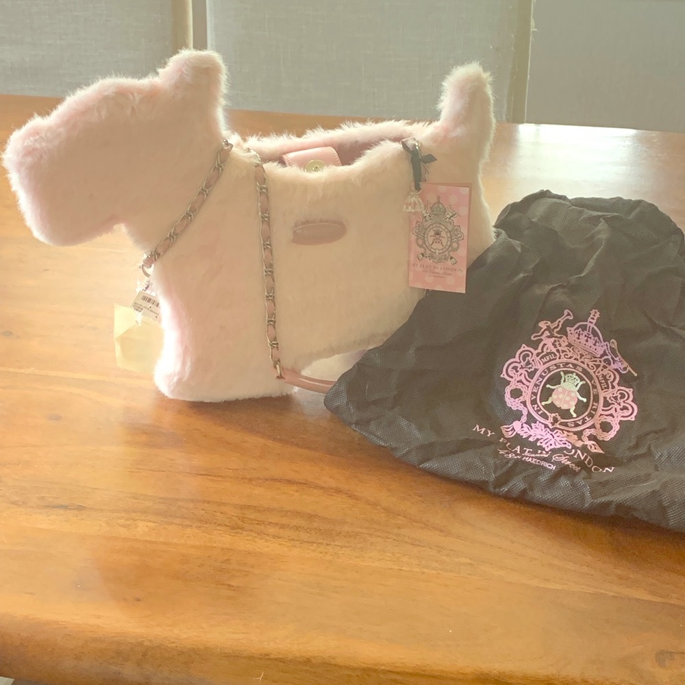 My Flat in London pink fur Scottie purse